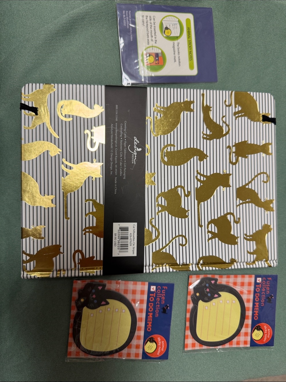 Cat Bundle: Gold Cat Journal, Black Cat Notepads & Pusheen Crème Shop Lotion - Picture 2 of 7